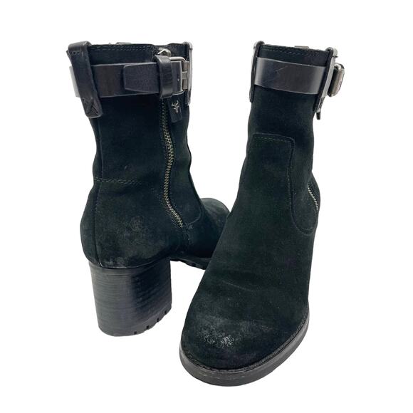 H.S. Trask | Madison Black Suede Leather Chunky Block Heel High Top Booties - Picture 3 of 9